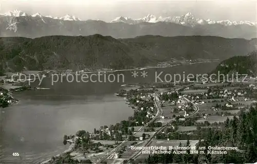 AK / Ansichtskarte Bodensdorf_Ossiacher_See Fliegeraufnahme mit Julische Alpen Bodensdorf_Ossiacher_See