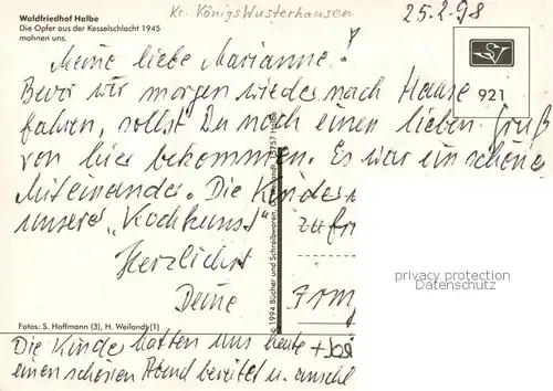 AK / Ansichtskarte Halbe Waldfriedhof Halbe fuer die Opfer aus der Kesselschlacht 1945 Halbe