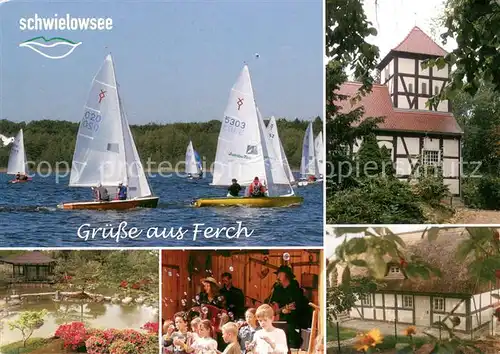 AK / Ansichtskarte Ferch Regatta am Schwielowsee Teich Kindertheater Fachwerkhaus Ferch