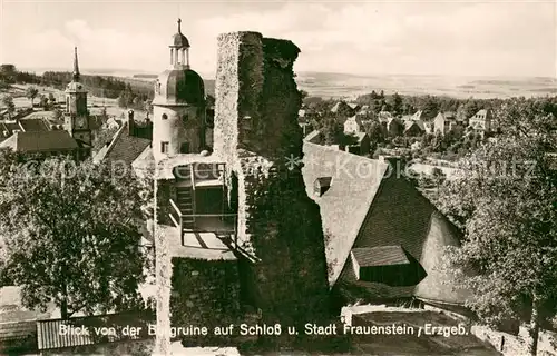 AK / Ansichtskarte Frauenstein_Sachsen Blick von der Burgruine auf Schloss und Stadt Frauenstein_Sachsen