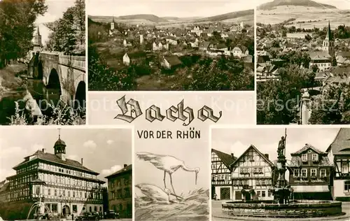 AK / Ansichtskarte Vacha Stadtansichten Brunnen Innenstadt Fachwerkhaus Bruecke Storchennest Vacha