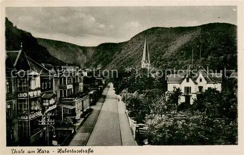 AK / Ansichtskarte Thale_Harz Hubertusstrasse Blick zur Kirche Thale_Harz