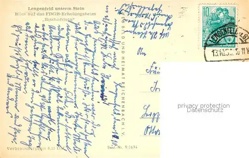 AK / Ansichtskarte Lengenfeld_Stein Blick auf FDGB Erholungsheim Bischofstein 