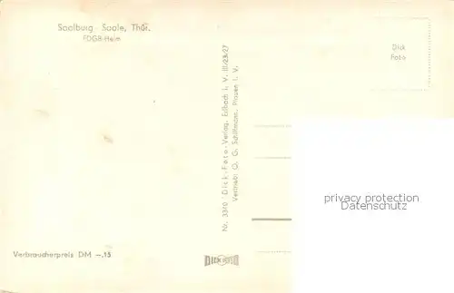 AK / Ansichtskarte Saalburg_Saale FDGB Heim Saalburg_Saale