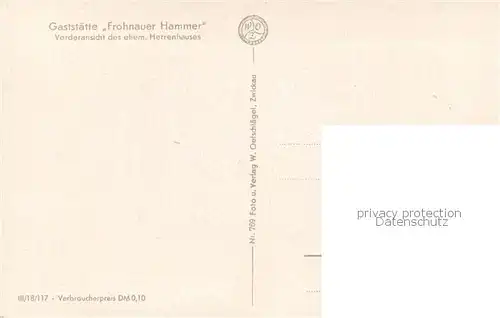 AK / Ansichtskarte Annaberg Buchholz_Erzgebirge Gaststaette Frohnauer Hammer ehemaliges Herrenhaus Annaberg Buchholz