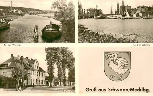AK / Ansichtskarte Schwaan Partien an der Warnow Bahnhof Schwaan