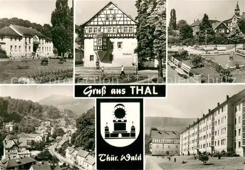 AK / Ansichtskarte Thal_Ruhla_Bad Teilansichten Rathaus Schwimmbad Thal_Ruhla_Bad