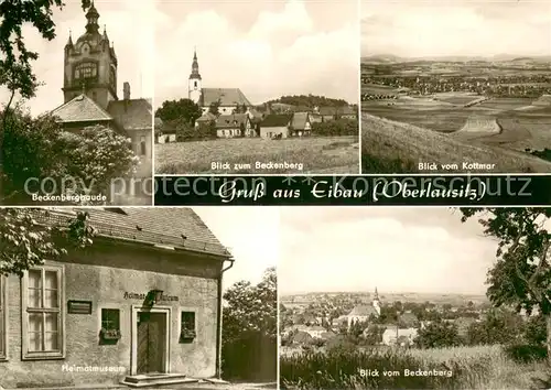 AK / Ansichtskarte Eibau Beckenbergbaude Kirche Blick vom Kottmar Heimatmuseum Panorama Eibau