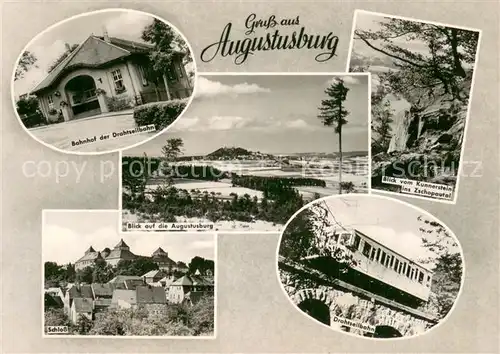 AK / Ansichtskarte Augustusburg Bahnhof der Drahtseilbahn Die Augustusburg Blick vom Kunnerstein Schloss Drahtseilbahn Augustusburg