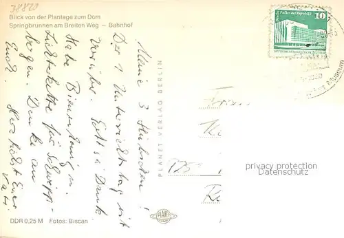 AK / Ansichtskarte Halberstadt Blick von der Plantage zum Dom Springbrunnen am Breiten Weg Bahnhof Halberstadt