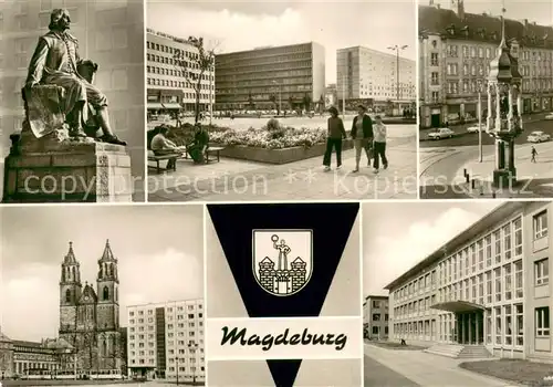 AK / Ansichtskarte Magdeburg Otto von Guericke Denkmal Karl Marx Strasse Denkmal des Magdeburger Reiters Dom TH Otto von Guericke Magdeburg