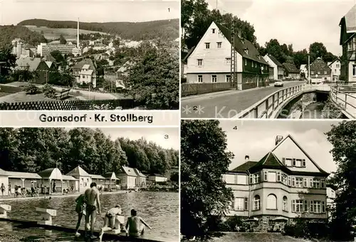 AK / Ansichtskarte Gornsdorf uebersicht Karl Marx Strasse Freibad Betriebsferienheim Glueckauf Gornsdorf