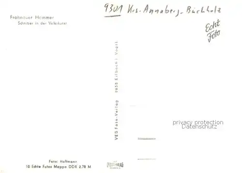 AK / Ansichtskarte Annaberg Buchholz_Erzgebirge Frohnauer Hammer Schnitzer in der Volkskunst Annaberg Buchholz