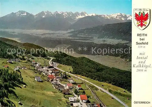 AK / Ansichtskarte Reith_Seefeld_Tirol mit Inntal und Kalkkoegel Fliegeraufnahme Reith_Seefeld_Tirol