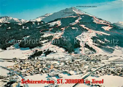 AK / Ansichtskarte St_Johann_Tirol Fliegeraufnahme mit Skigebiet Angereralm und Kitzbueheler Horn St_Johann_Tirol