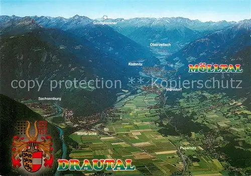 AK / Ansichtskarte Drautal_Region und Moelltal Fliegeraufnahme 