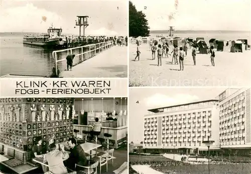 AK / Ansichtskarte Klink_Waren FDGB Ferienobjekt An der Mole Badestrand Dachcafe Erholungsheim Herbert Warnke Klink Waren