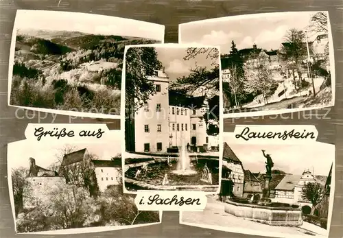 AK / Ansichtskarte Lauenstein_Erzgebirge Panorama Schloss Brunnen Lauenstein_Erzgebirge