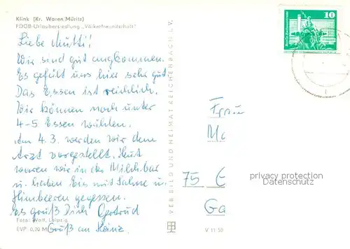 AK / Ansichtskarte Klink_Waren FDGB Urlaubersiedlung Voelkerfreundschaft Strand Kulturgebaeude Bootspartie Klink Waren