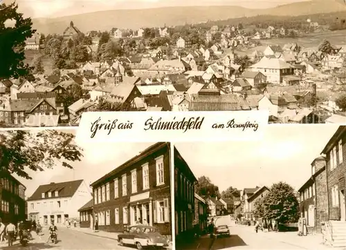 AK / Ansichtskarte Schmiedefeld_Rennsteig Panorama Strassenpartien Schmiedefeld_Rennsteig