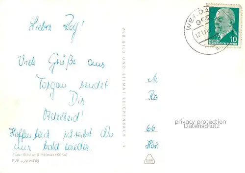 AK / Ansichtskarte Graditz VE Hauptgestuet fuer Vollblutzucht Pferdeskulptur Eingang Graditz