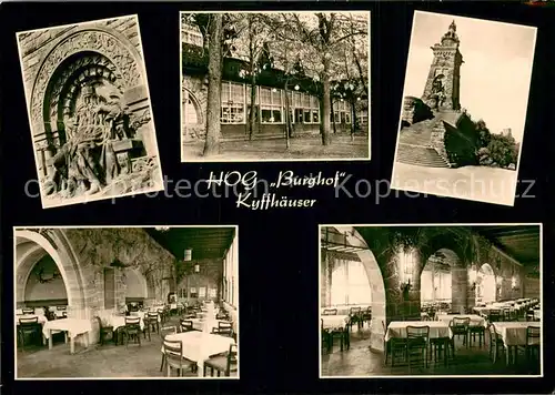 AK / Ansichtskarte Kyffhaeuser HOG Burghof Statue Turm Gastraeume Kyffhaeuser