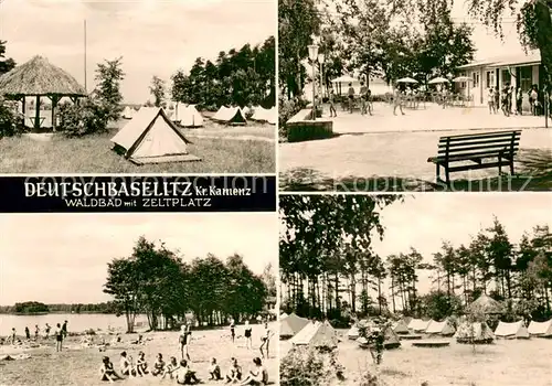 AK / Ansichtskarte Deutschbaselitz Waldbad mit Zeltplatz Strandpartien Deutschbaselitz