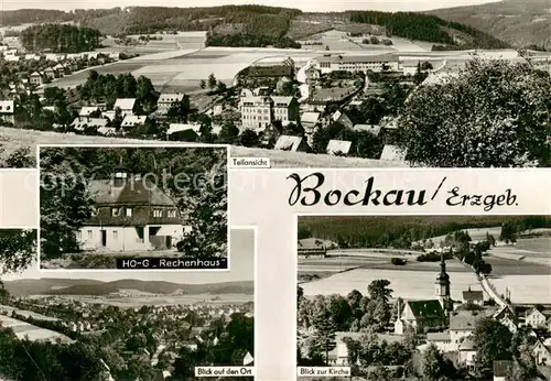 AK / Ansichtskarte Bockau_Erzgebirgskreis Panorama HOG Rechenhaus Ortsansicht Kirche 