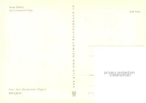 AK / Ansichtskarte Greiz_Thueringen Karl Liebknecht Platz Springbrunnen Greiz Thueringen