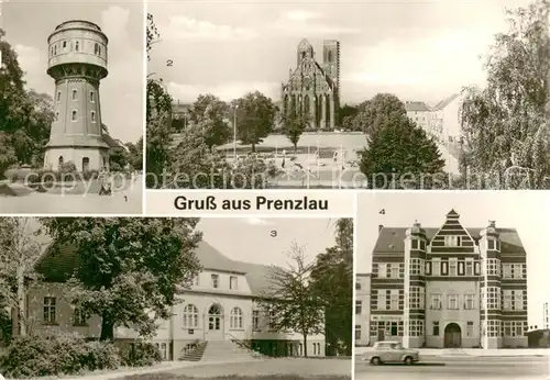 AK / Ansichtskarte Prenzlau Wasserturm Kirche St Marien Poliklinik HO Gaststaette Stadtkrug Prenzlau