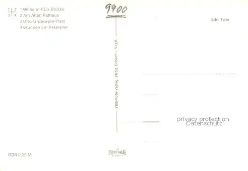 AK / Ansichtskarte Plauen__Vogtland Wilhelm Kuelu Bruecke Am Alten Rathaus Otto Grotewohl Platz Brunnen am Ratskeller 