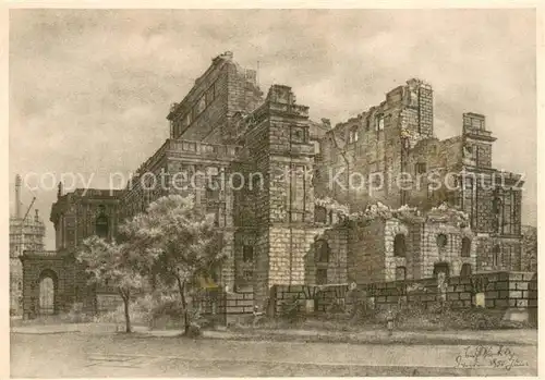 AK / Ansichtskarte Dresden Semperbau Elbseite und rueckwaertige Buehnenhausumfassung Dresden