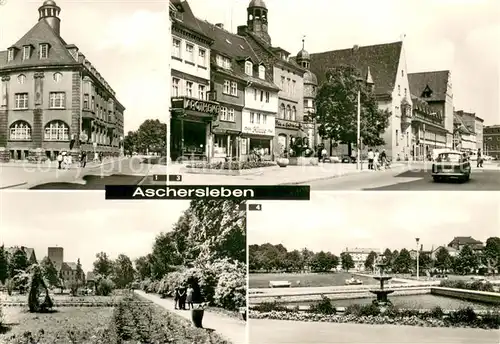 AK / Ansichtskarte Aschersleben HO Gaststaette Volkshaus Rosarium mit Stadtbad Am Rathaus Platz der Jugend mit Bahnhof Aschersleben