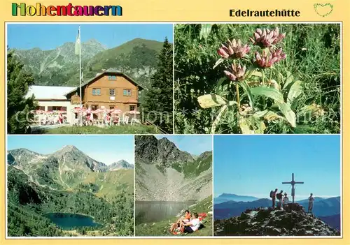 AK / Ansichtskarte Edelrautehuette_2500m_Suedtirol Grosser Scheiblsee mit Boesenstein Gipfelkreuz 