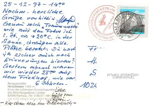 AK / Ansichtskarte Ramsau_Berchtesgaden Rundblick vom Hirscheck Panorama Berggaststaette Hirschkaser Ramsau Berchtesgaden