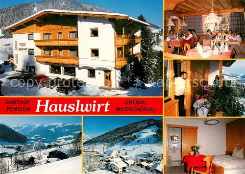 AK / Ansichtskarte Oberau_Wildschoenau_Tirol Gasthof Pension Hauslwirt Panorama Gaststube Zimmer Oberau_Wildschoenau_Tirol