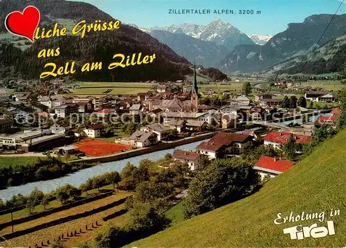AK / Ansichtskarte Zell_Ziller_Tirol Fliegeraufnahme mit Zillertaler Alpen Zell_Ziller_Tirol