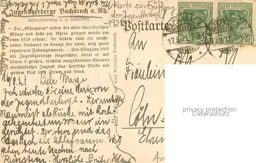 AK / Ansichtskarte Bacharach_Rhein Jugendherberge Bacharach Rhein