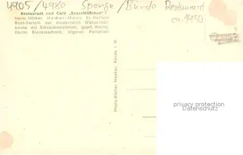 AK / Ansichtskarte Huecker Aschen Huecker Moor Bootsverleih Restaurant Seeschloesschen Huecker Aschen