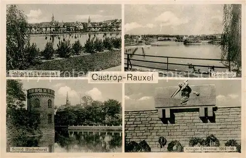 AK / Ansichtskarte Castrop Rauxel Gondelteich Schloss Bladenhorst Krieger Ehrenmal Castrop Rauxel