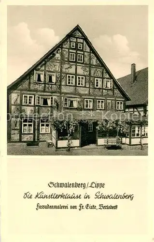 AK / Ansichtskarte Schwalenberg Kuenstlerklause i. Schwalenberg Fassadenmalerei Schwalenberg