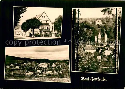 AK / Ansichtskarte Bad_Gottleuba Berggiesshuebel Motiv am Markt Klinik Sanatorium Kirche Blindenheim Bad