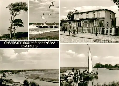 AK / Ansichtskarte Prerow_Ostseebad Espen im Wind Moewen Strand FDGB Erholungsheim Am Hafen Prerowstrom Prerow_Ostseebad