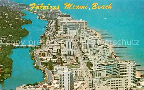 AK / Ansichtskarte Miami_Beach Hotel between Indian Creek and the Atlantic Ocean Collins Avenue is in the center of the picture 