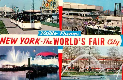 AK / Ansichtskarte New_York_City The Worlds Fair Train ride Bell System Fountain of the Planets DuPont Pavilion New_York_City