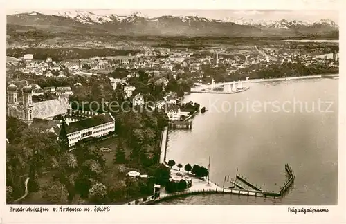AK / Ansichtskarte Friedrichshafen_Bodensee Stadtpanorama mit Schloss Alpenkette Friedrichshafen Bodensee