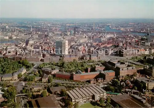 AK / Ansichtskarte Hamburg Blick vom Fernsehturm auf Ausstellungsgelaende und Innenstadt Hamburg