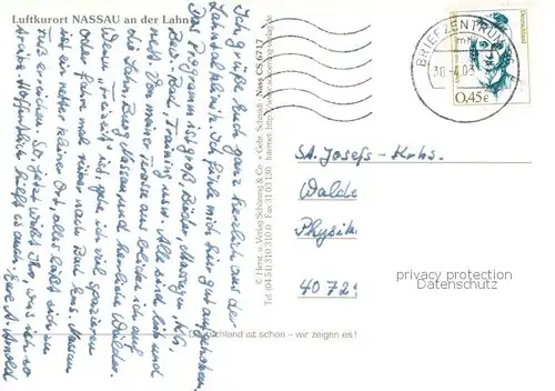 AK / Ansichtskarte Nassau_Lahn Luftkurort an der Lahn Nassau_Lahn