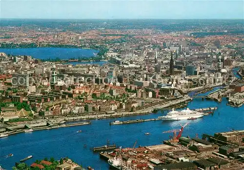 AK / Ansichtskarte Hamburg Panorama vom Hafen Richtung Stadt Hamburg