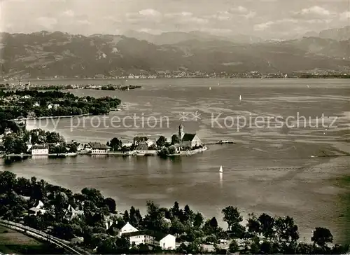 AK / Ansichtskarte Wasserburg_Bodensee Blick zu den Alpen Wasserburg Bodensee